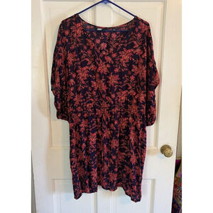 Lands End Women's Royal Blue Orange Swim Cover Up M/L Vacation Beach Floral